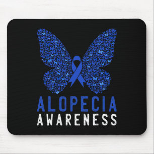 Butterfly Alopecia Awareness Blue AA Ribbon Suppor Mouse Pad