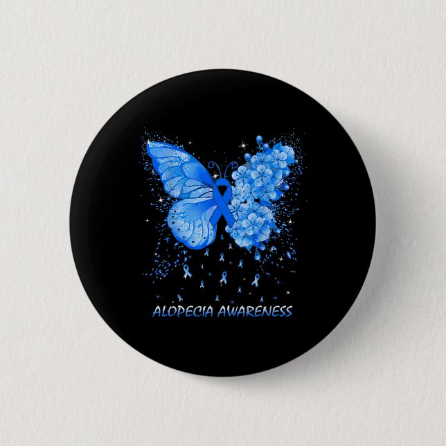 Butterfly Alopecia Awareness Ribbon  6 Cm Round Badge (Front)