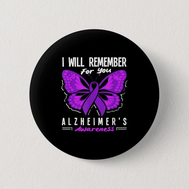 Butterfly alzheimer's awareness support squad 6 cm round badge (Front)