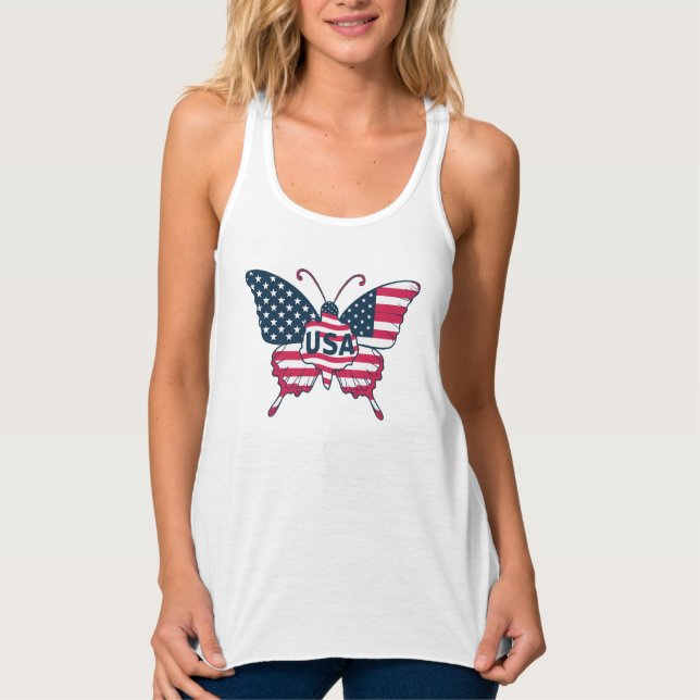 Butterfly American Flag Design-62616 Singlet (Front)