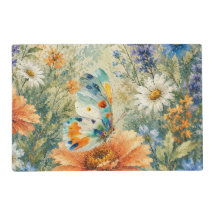 Butterfly Among Wildflowers Laminated Placemat
