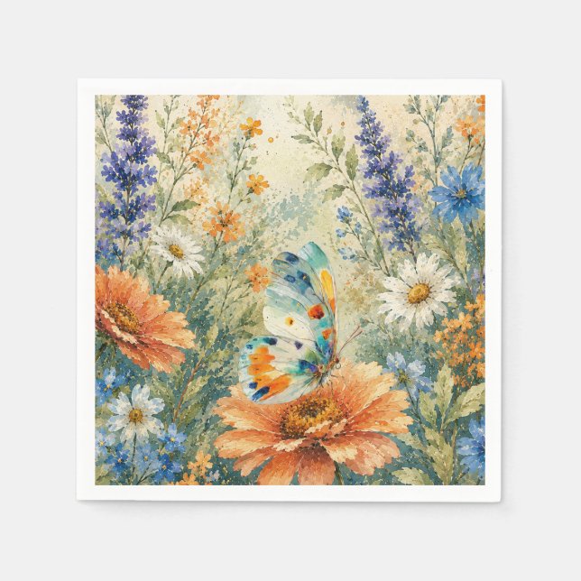 Butterfly Among Wildflowers Napkin (Front)