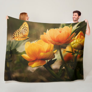 BUTTERFLY and a FLOWER Fleece Blanket
