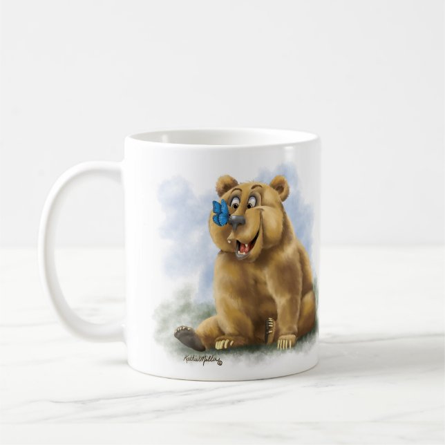 Butterfly and Bear Cartoon Coffee Mug (Left)