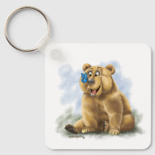 Butterfly and Bear Cartoon Key Ring