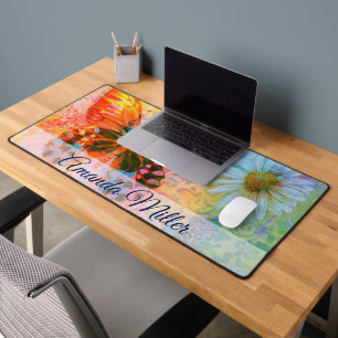 butterfly and daisies  personalised desk mat