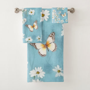 Butterfly and Daisy Delight Bath Towel Set