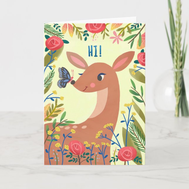 Butterfly and Deer Greeting Card (Front)