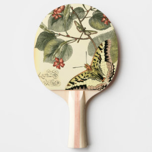 Butterfly and Dragonfly with Red Flowers Ping Pong Paddle