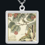 Butterfly and Dragonfly with Red Flowers Silver Plated Necklace<br><div class="desc">Vision Studio created this captivating scene of a butterfly and dragonfly fluttering near a group of red flowers. If you love nature you should get this print for yourself. It would also make an amazing gift for someone special in your life!</div>