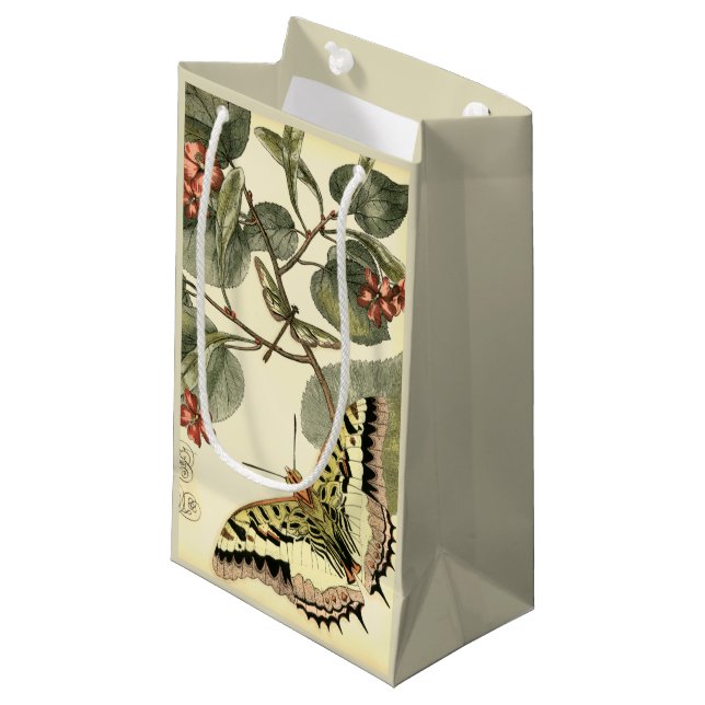 Butterfly and Dragonfly with Red Flowers Small Gift Bag (Front Angled)