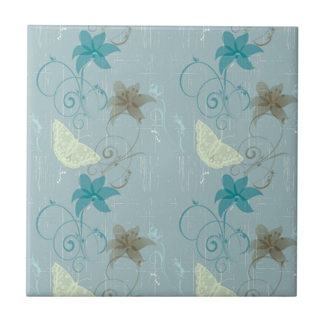 butterfly and flora patterns tile (Front)