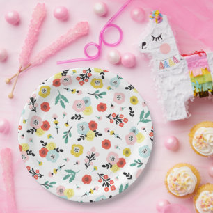 Butterfly And Floral Pattern  Paper Plate