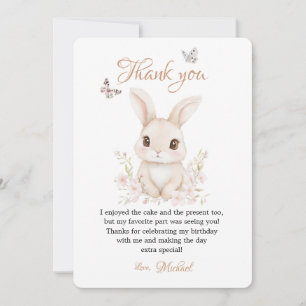Butterfly and Floral Petals Pink or Beige Statione Thank You Card