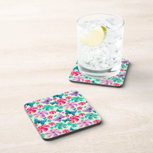 Butterfly and Flower Aesthetic pattern  Coaster