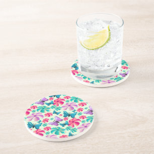 Butterfly and Flower Aesthetic pattern  Coaster