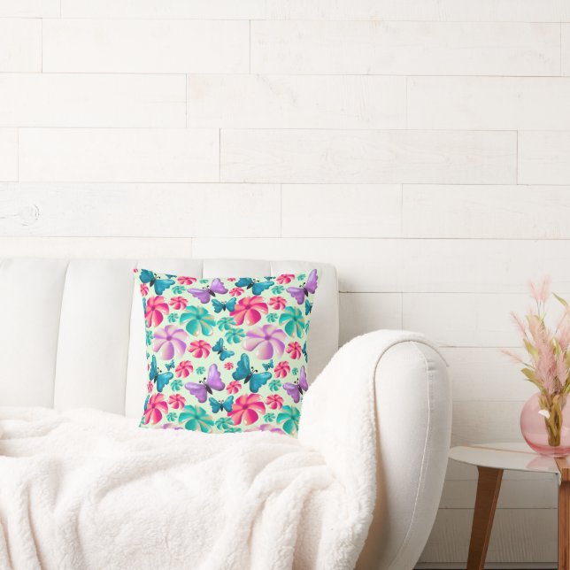 Butterfly and Flower Aesthetic pattern  Cushion (Couch)
