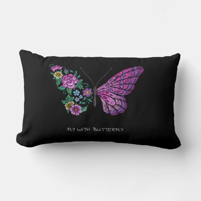 butterfly and flower floral butterflies wings yout lumbar cushion (Front)