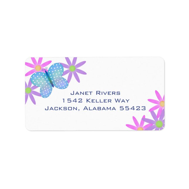 Butterfly and Flowers Address Stickers (Front)
