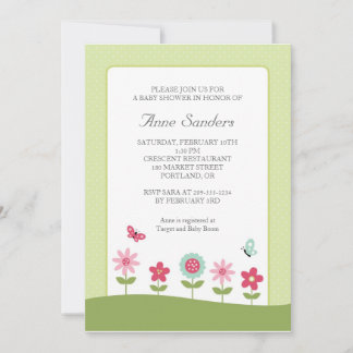 Butterfly and Flowers Baby Shower Invitation