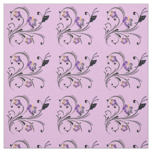 Butterfly And Flowers Fabric