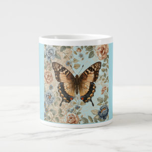 Butterfly and Flowers Garden, Lovely, Classic  Large Coffee Mug