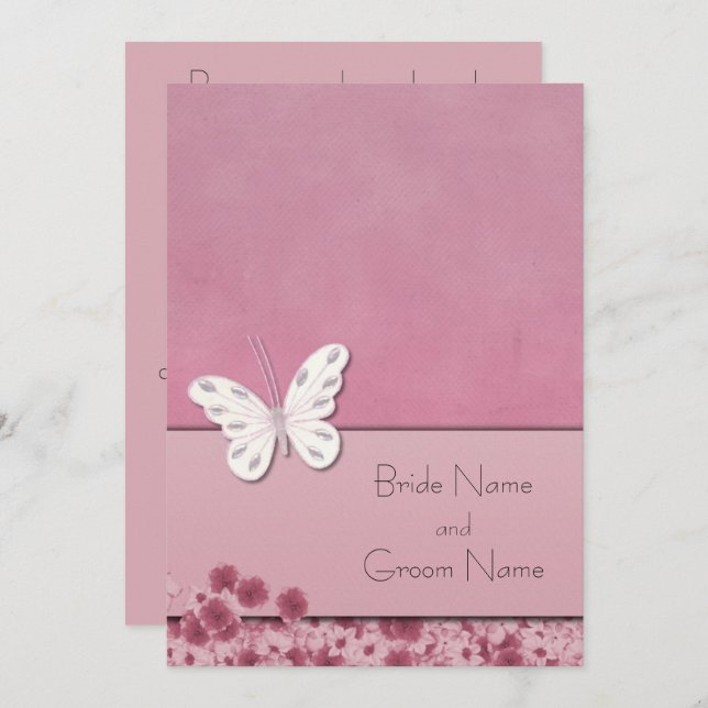 Butterfly And Flowers Invitation (Front/Back)