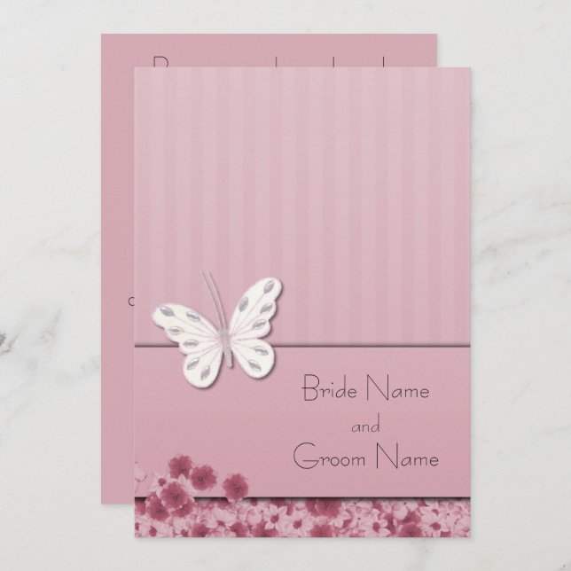 Butterfly And Flowers Invitation (Front/Back)