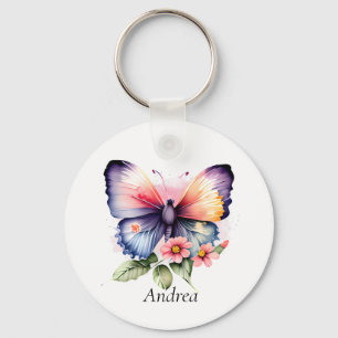 Butterfly and Flowers Key Ring