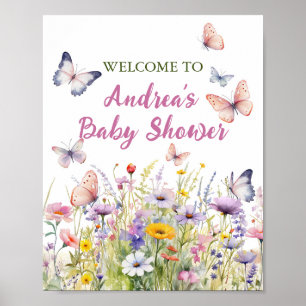 Butterfly and Flowers Party Sign