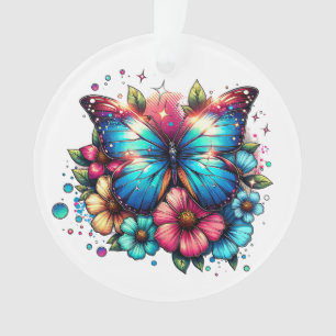 Butterfly and Flowers Personalised Christmas Ornament
