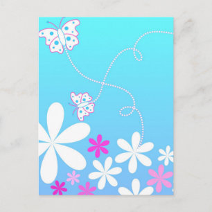 Butterfly and flowers postcard