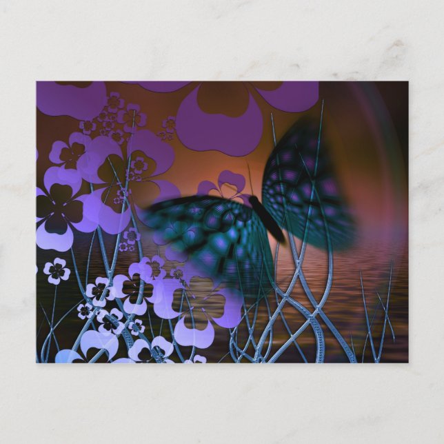 Butterfly and Flowers Postcard (Front)