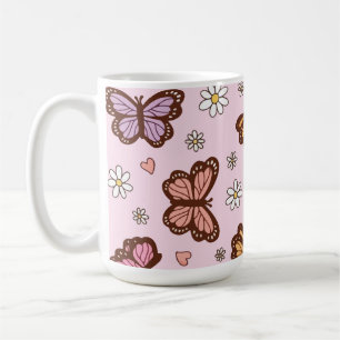 Butterfly and flowers seamless pattern coffee mug