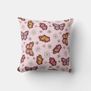 Butterfly and flowers seamless pattern cushion