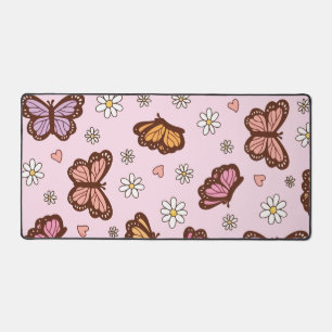 Butterfly and flowers seamless pattern desk mat