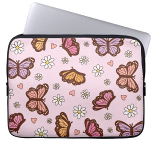 Butterfly and flowers seamless pattern laptop sleeve