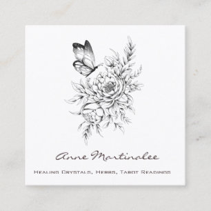 Butterfly and Flowers Square Business Card