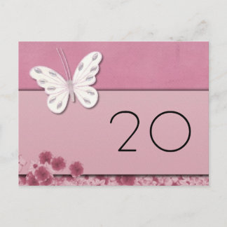 Butterfly and flowers Table Number Postcard