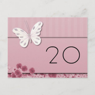 Butterfly and flowers Table Number Postcard