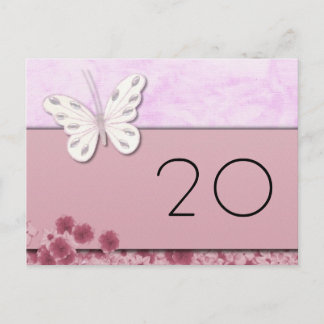 Butterfly and flowers Table Number Postcard