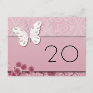 Butterfly and flowers Table Number Postcard