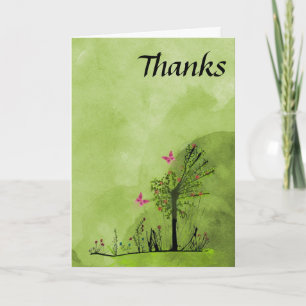 Butterfly and flowers thank you card