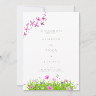 Butterfly and Flowers Wedding Inviations Invitation