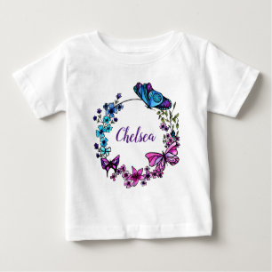 Butterfly and Flowers Wreath Baby T-Shirt
