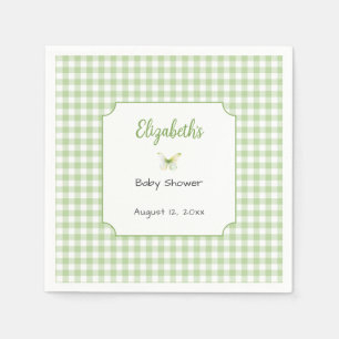 Butterfly and Green Gingham Baby Shower Plate Napkin