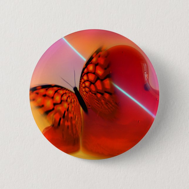 Butterfly and Hearts 6 Cm Round Badge (Front)