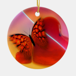 Butterfly and Hearts Ceramic Tree Decoration