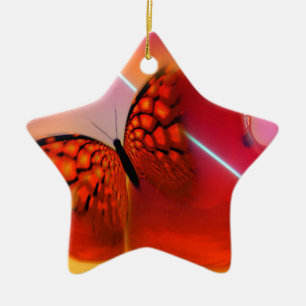 Butterfly and Hearts Ceramic Tree Decoration