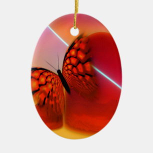 Butterfly and Hearts Ceramic Tree Decoration